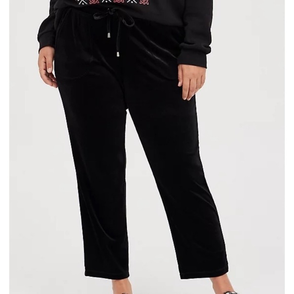 New torrid black velvet casual tapered leg pull on lounge pants 1x plus - Picture 1 of 8